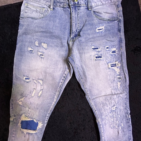 Men's Distressed Blue Jeans - Picture 1 of 3